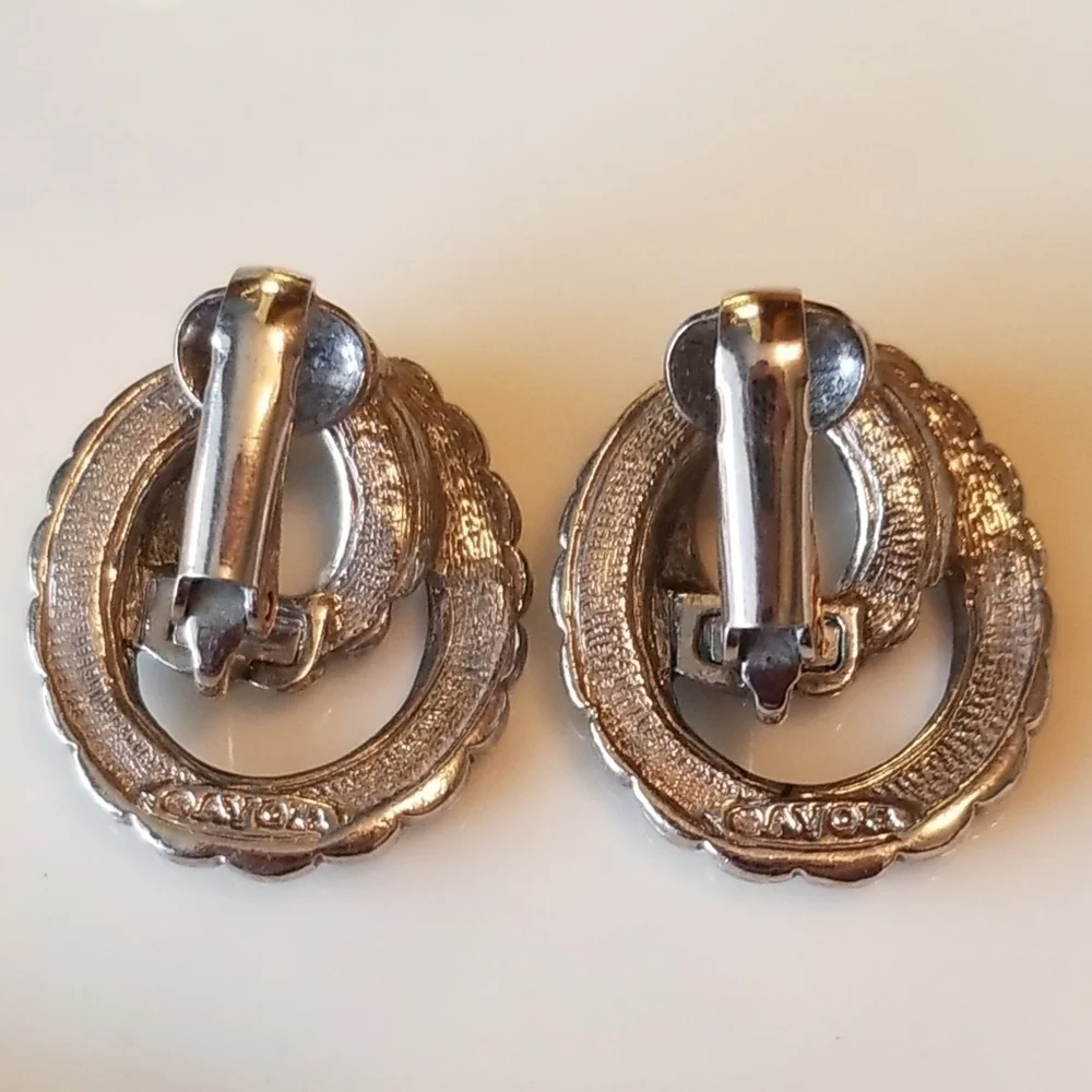 Vintage Signed Avon Sterling Swirl Marcassite Silver Earrings